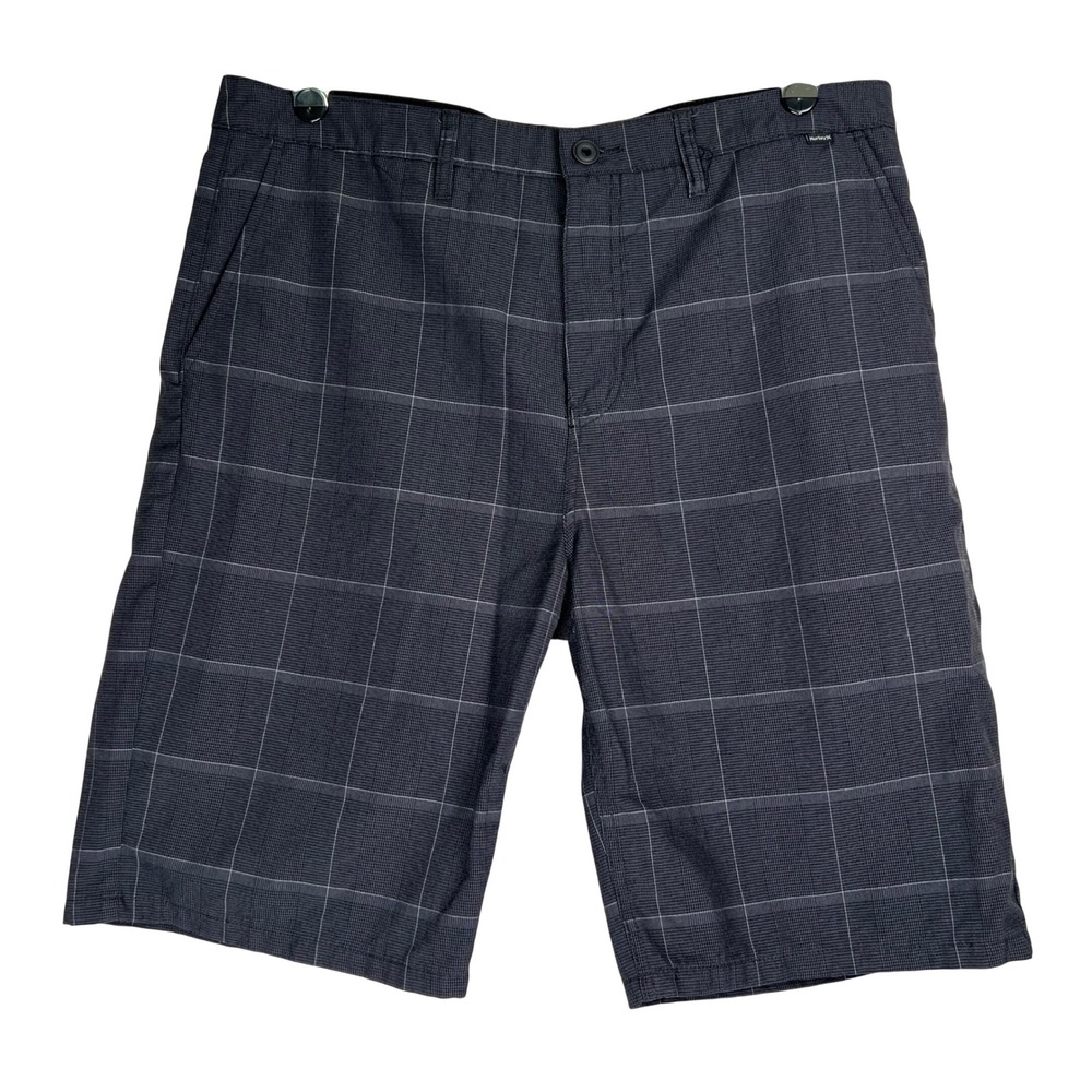 Hurley Mens Gray Plaid Chino Shorts Size 38 Glen Check Skater Casual‎ MWS0004590